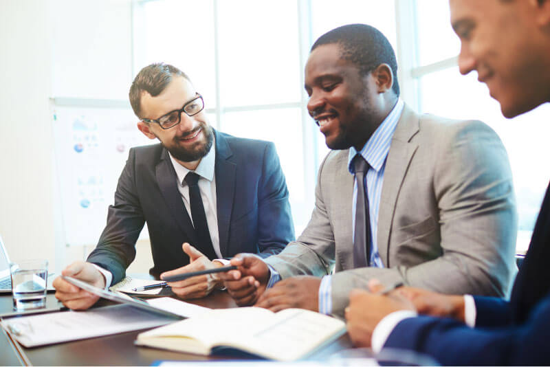 A group of people having a meeting