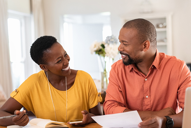  A couple looking at financial options