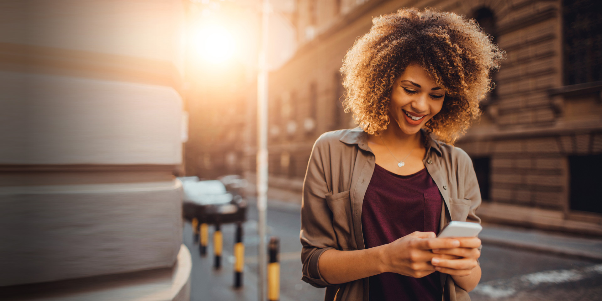 A woman on her mobile device