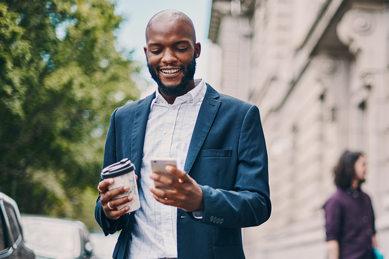 A man on his mobile device