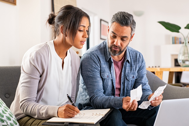 A couple looking at their finances